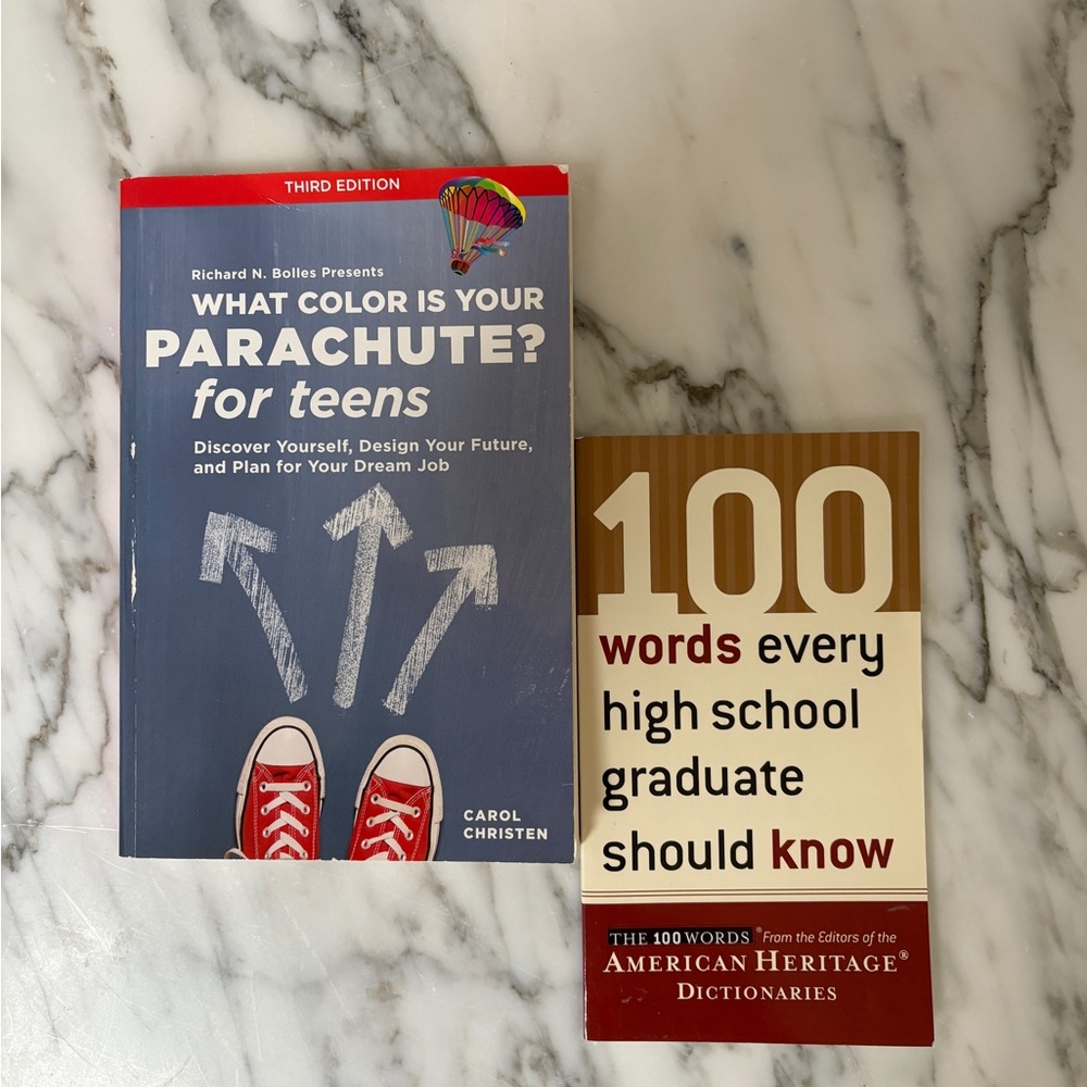 Bundle of 2 Teen High School Books - What Color is Your Parachute? And 100 Words